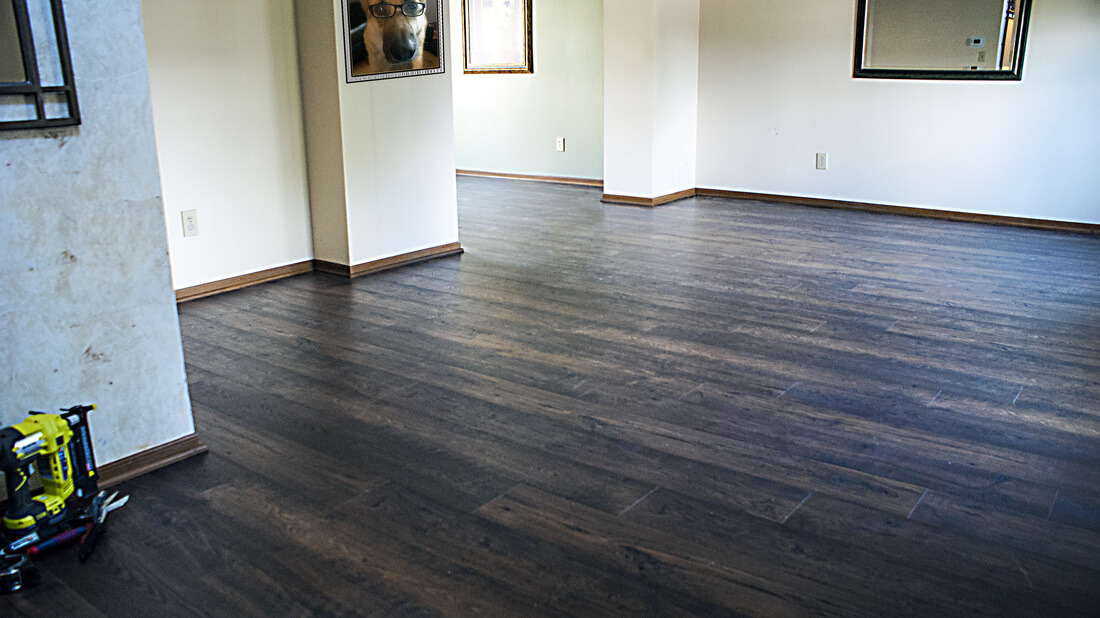 Dark Plank LVT Living Room — Columbus, OH